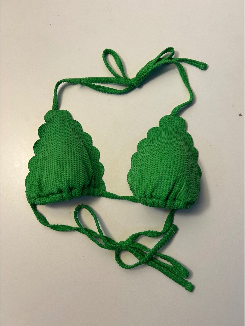 Aerie Green Scalloped Bikini Top